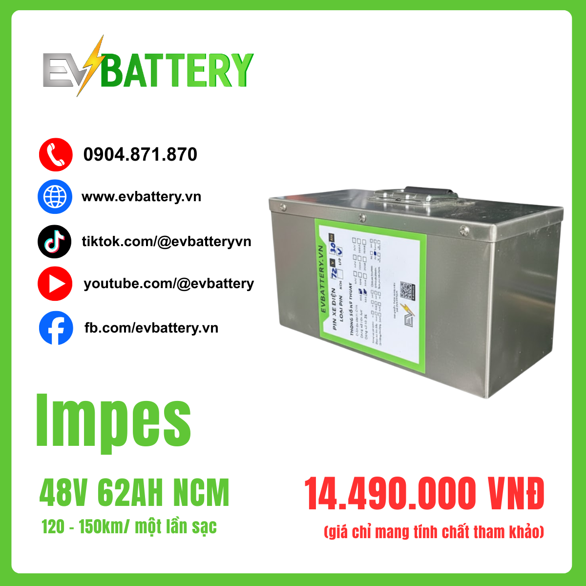 Độ PIN Xe Máy Điện VinFast Impes 48V 62AH NCM